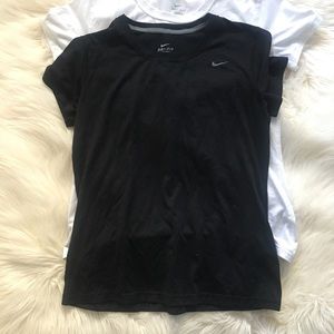 Two Nike drifit shirts black white medium